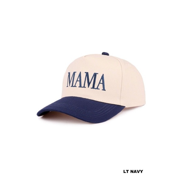 Mama Embroidered Baseball Hat White / Navy Adjustable Cap NWT - Picture 3 of 5